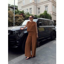 Nova Epoxy Art Kadın Geniş Paça Pantolon ve Bluzlu Aerobin Kumaş Ikili Takım