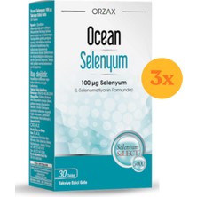Orzax Ocean Selenyum 100 Mcg 30 Tablet - 3 Adet (90 Tablet) - Dezenfektan Hediyeli (%72 Alkol)