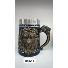 Elektronikçim Büyük Boy Aslan Motifli Çelik Kupa Bardak Kod 8412-1