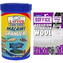 Lotus Malawi Granulat 1000ML Protein Balık Yemi, Akvaryum Filtre Elyafı 60GR Soffice