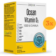 Orzax Ocean Vitamin D3 1000 Iu Damla 50 ml - 3 Adet (150 Ml)