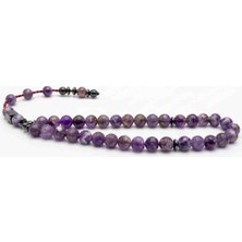 İnci Konsept Hakiki Doğal Ametist Taşı 33'lü Tesbih - Hematit Detaylı Şık Tasarım Hediyelik Tesbih