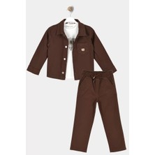 Alg ERKEK ÇOCUK ÜÇLÜ ŞIK TAKIM KOMBİN - CEKET - BELİ LASTİKLİ PANTOLON - TİŞÖRT %100 PAMUK SET (Bir Beden Büyük Önerilir)