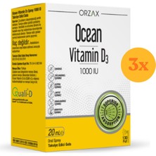 Orzax Ocean Vitamin D3 1000 Iu 20 ml Sprey - 3 Adet (60 Ml)