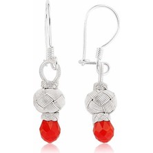 ​gümüş Kırmızı Taşlı Kazaz Kadın Küpe