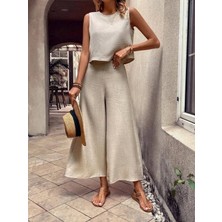 Evyora Kadın Geniş Paça Pantolon ve Bluzlu Aerobin Kumaş Ikili Takım