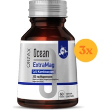 Orzax Ocean Extramag Üçlü Magnezyum Kombinasyonu 60 Tablet - 3 Adet (Toplam 180 Tablet)