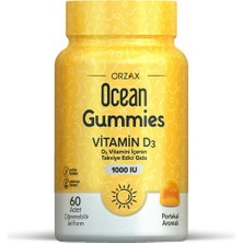 Orzax Ocean Gummies Vitamin D3 1000 Iu 60 Adet - Dezenfektan Hediyeli (%72 Alkol)