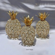 CITY gold 3'lü Ananas Figürlü Kristal Dekoratif Aksesuar 15-17-19CM