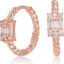 925 Ayar Gümüş Baget Taşlı Kadın Küpe