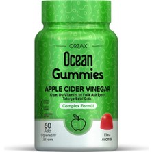 Orzax Ocean Gummies Apple Cider Vinegar 60 Adet Çiğnenebilir Form - Dezenfektan Hediyeli (%72 Alkol)