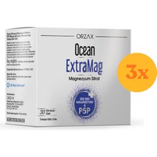 Orzax Ocean Extramag Magnezyum Sitrat Efervesan 30 Saşe - 3 Adet (90 Saşe) - Dezenfektan Hediyeli (%72 Alkol)