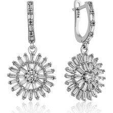 Gümüş Baget Taşlı Küpe