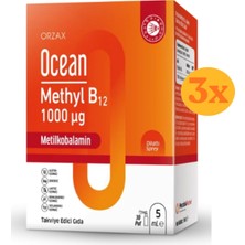 Orzax Ocean 1000 Mg Methyl Cobalamin B12 Sprey 5 ml - 3 Adet (15 Ml) - Dezenfektan Hediyeli (%72 Alkol)