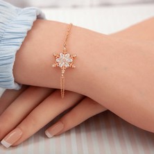 925 Ayar ​gümüş Rose Kar Çiçeği Kadın Bileklik