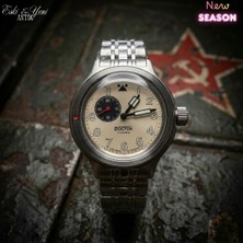 Eski Yeni Antik Vostok Amphibia 72095A  2415.12 Otomatik Mekanik Saat 72095A Small Seconds Krem Kadran Çelik Bilezik