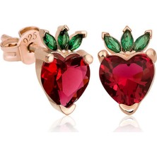 ​gümüş Çilek Figür Meyve Çivi Küpe