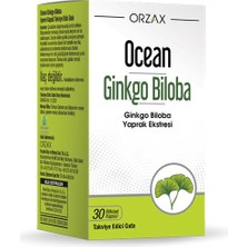 Orzax Ocean Ginkgo Biloba Takviye Edici Gıda 30 Bitkisel Kapsül - Dezenfektan Hediyeli (%72 Alkol)