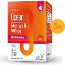 Orzax Ocean 500 Μμg Methyl B12 Sprey 5 ml - 3 Adet (15 Ml) - Dezenfektan Hediyeli (%72 Alkol)