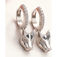 ​gümüş Sallantılı Kaplan Figürlü Kadın Küpe