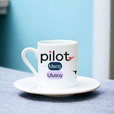 Hediye Vakti Kişiye Özel Isimli Pilot Tasarımlı Türk Kahvesi Fincanı – Pilotlara Özel Hediye