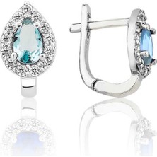 Gümüş Turkuaz Taşlı Damla J Kadın Küpe