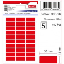 Kitabevimden Tanex Ofis Etiketi Poşetli 12X30 mm Fosforlu Kırmızı (10 PAKET)OFC-107