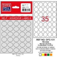 Kitabevimden Tanex Ofis Etiketi Poşetli Yuvarlak 19 mm Beyaz  (10 PAKET)OFC-131