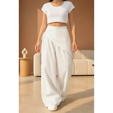 BS Hood x Nurbeli Kadın Yüksek Bel Bohem Asimetrik Detaylı Palazzo Pantolon