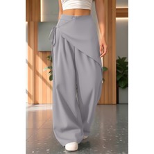 BS Hood x Nurbeli Kadın Yüksek Bel Bohem Asimetrik Detaylı Palazzo Pantolon