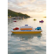 Farbu Oyuncak Feribot Deniz Yolculuğu: Fileli Gönderim 2 Arabalı Aksesuarlı Köprülü Yürüyen Oyuncak Feribot