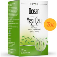 Orzax Ocean Green Tea 500MG Yeşil Çay Ekstresi 60 Kapsül - 3 Adet (Toplam 180 Kapsül)