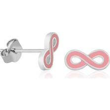 Gümüş Pembe Sonsuzluk Çivili Küpe