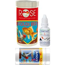 Rose Goldi Red 250 ml Japon Balığı Yemi, Amore Goldy Mix 125ML, Tantivit Multivitamin 30CC