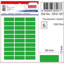 Kitabevimden Tanex Ofis Etiketi Poşetli 12X30 mm Fosforlu Yeşil (10 PAKET)OFC-107