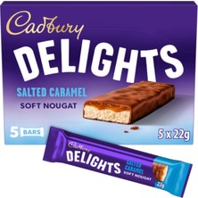 Cadbury Delıghts Salted Caramel Soft Nougat Source Of Fıbre 5 Bars 5 x 22 110 gr