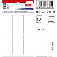 Kitabevimden Tanex Ofis Etiketi Poşetli 34X67 mm Beyaz OFC-121 (10 Lu Paket)