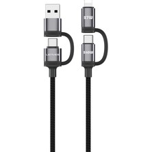 Lenyes LC557 4in1 Usb-A-Type-C+Type-C To Lightning E-Mark Smart Çipli Şarj Kablosu 240W 1m Siyah