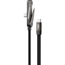 Lenyes LC553 Type-C To Type-C Stand Özellikli E-Mark Smart Çipli Data ve Şarj Kablosu 100W 1m Siyah