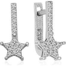 Gümüş Sallantılı Yıldız Taşlı Küpe