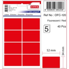 Kitabevimden Tanex Flo Kırmızı Ofis Etiketi 5 Ad. OFC-120 (10 Paket)