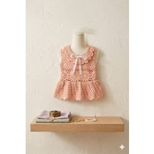 Linas Collection ​el Örgüsü Vintage Çiçek Motifli Bebek ve Çocuk Süveter 1-2 Yaş