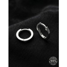 Erdobia 925 Ayar Gümüş Rodyum Kaplama Yuvarlak Unisex Halka Küpe - Çift (2X12MM)