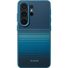 Galaxy S26 Ultra Kılıf M-Safe Uyumlu Pitaka Tactile Woven Sunset-Moonrise Aramid Cairn Serisi Mavi