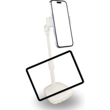 Otohousse Masa Üstü Tablet ve Telefon Tutucu Plastik Aparat Beyaz Telefon Standı (5545)