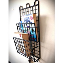 Go Dekor 2 Gözlü Dekoratif Ince 3 Kancalı Kitaplık Dergilik Duvar Askılı Raf