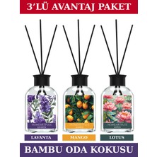 Lavanta , Mango , Lotus Çubuklu Oda Kokusu Esansiyel Uçucu Yağ 50 ml x 3 Lü Set