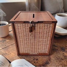 Demo Tasarım Hedef Kumbara - Parabox Ahşap Tip Box 30,000 Tl'lik Büyük Boy (Siyah-Ceviz)