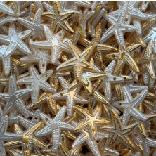 Yiğit Aksesuar 20 Adet Beyaz Gold Deniz Yıldızı Inci Boncuk Plastik Takı Yapım Malzemeleri