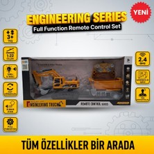 Shoplandu Uzaktan Kumandalı Şarjlı Ses Efektli Full Fonksiyon Romörklü Excavatör Oyuncak